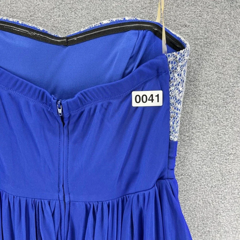 MyMichelle Womens Dress size 5 Strapless silver Sequin Flared High‎ & Low Blue